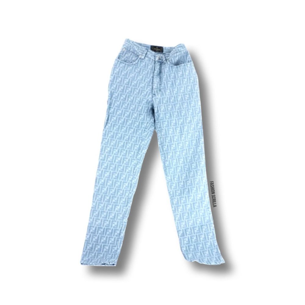 FENDI Vintage Blue Denim Zucca FF Monogram Logo Jeans - Picture 16 of 16